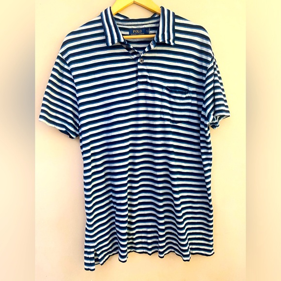 Polo Ralph Lauren Soft Striped Blue Polo Men's Size XL - Picture 1 of 8
